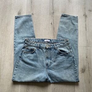 Vintage Style Bershka Mom Jeans Light Blue Wash Relaxed Fit Sz 8 csual y2k teen